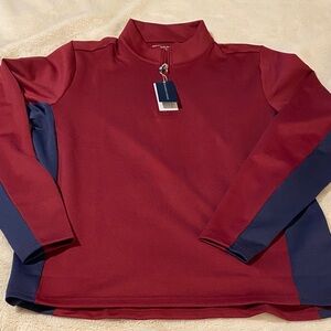 Holderness & Bourne NWT Men's Red and Blue Quarter-Zip. Medium